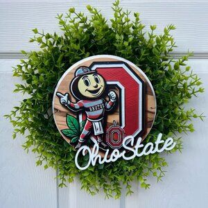 Ohio State Buckeyes #1 Wreath Artificial Wreath for Outdoors/Indoors Use “NEW”